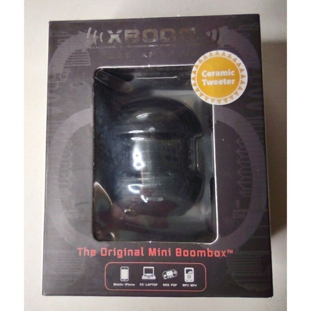 XBoom Black Rechargeable Mini Boombox with Ceramic Tweeter NWOT